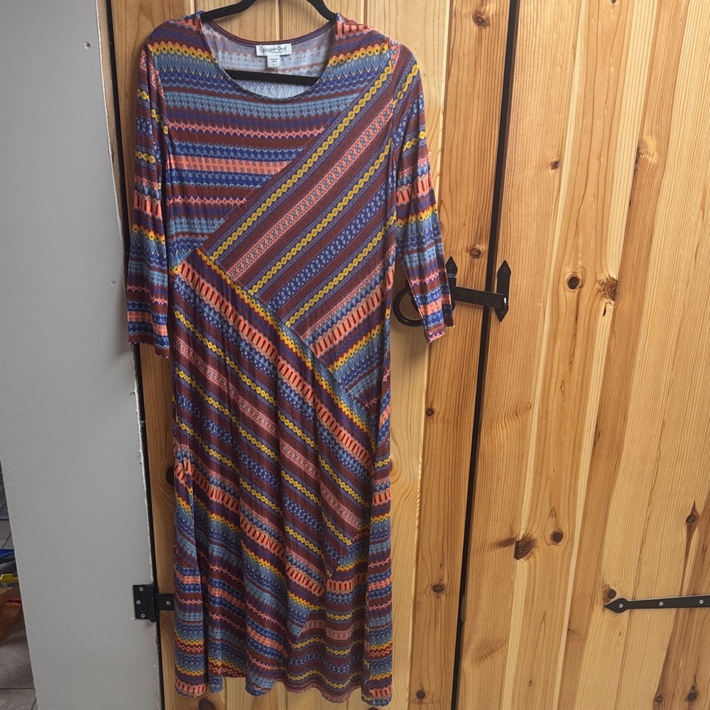 Coldwater Creek Multicolor Striped Midi Dress